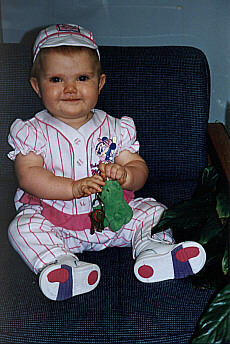 Lindsay in her baseball outfit